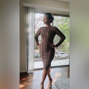 🔥LAST ONE🔥35 House of CB Long Sleeve Bandage Bodycon Dress